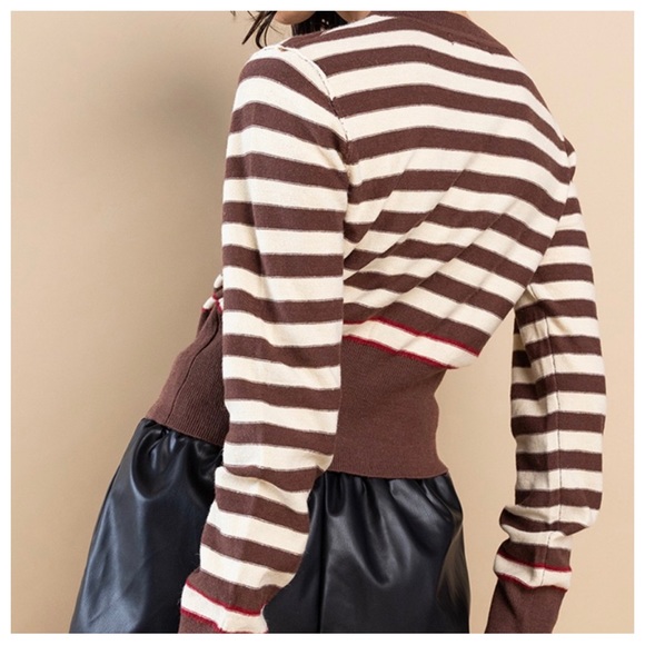 Stripe Knit Long Sleeve Cardigan - Picture 7 of 8